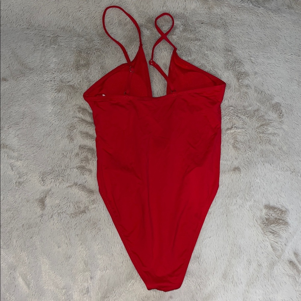 Red Women's One Piece Swimsuit - Picture 3 of 4